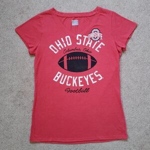 Ohio State UniversitybVarsity Buckeyes Football Women's T-Shirt V-Neck Red Large